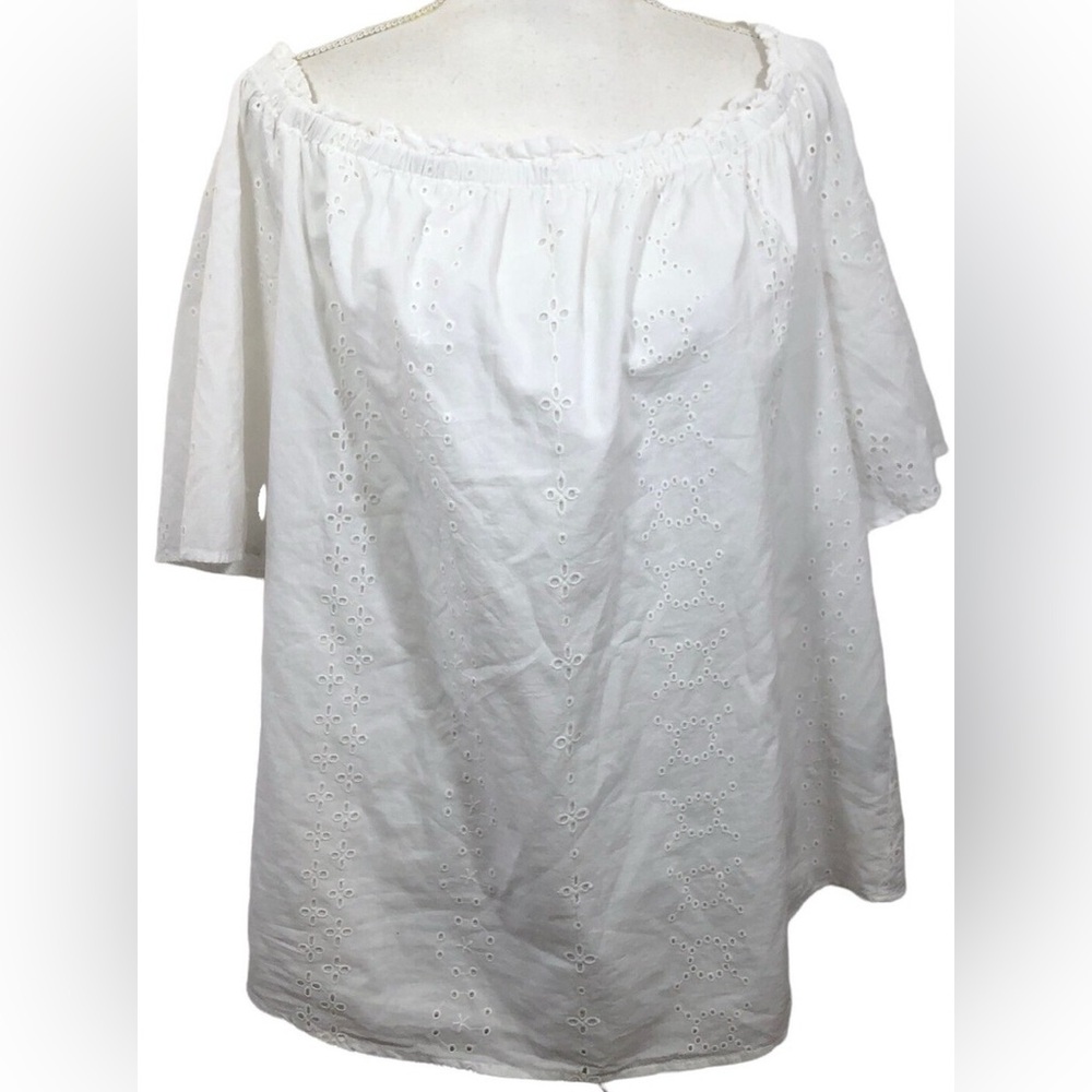 Lane Bryant White Eyelet Blouse Pre❤️ 18/20